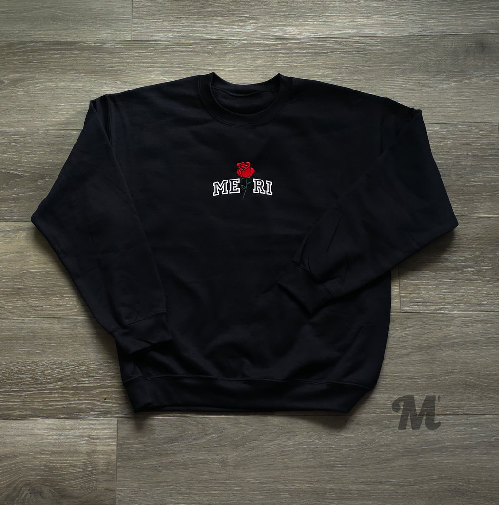 Metri Rose: Black Crewneck Sweatshirt